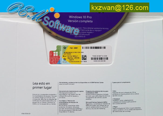 Boîte principale de pro d'OEM de Windows 10 de langue espagnole de clé activation de vente au détail