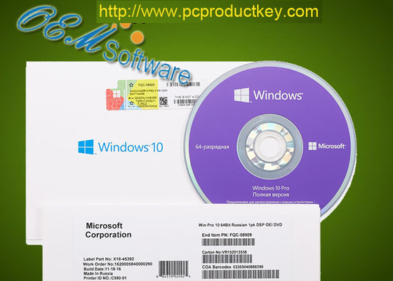 Paquet d'OEM de Windows 10 d'autocollant de Coa de milliseconde Global DVD pro